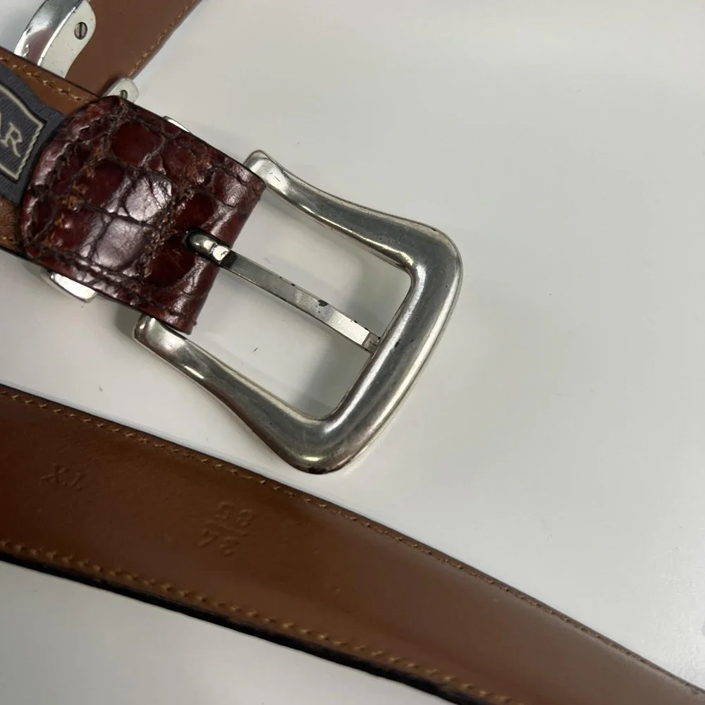 Trafalgar Belt Mens 32 Brown Croc Embossed Leather Western Dress Buckle USA